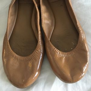 Tory Burch Beige Patent Leather Flats